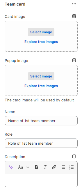 team members block settings